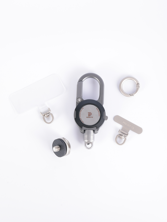 Project-cb Retractable Reel with Phone Tether Tabs, Magnetic Aluminum Cord Reel for Phone & Pocket 3